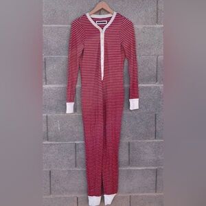 Abercrombie and fitch red white striped thermal henley